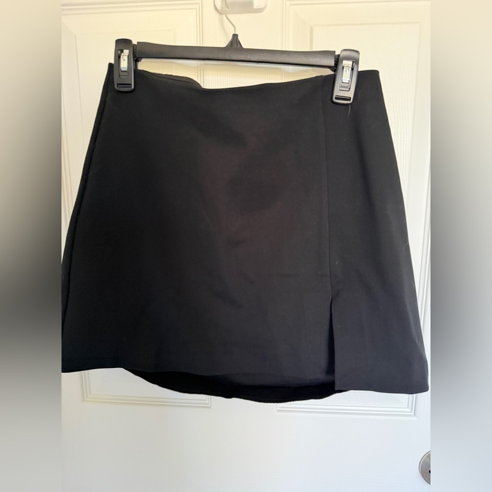 Anthropologie Black A-Line Mini Skirt with Front Slit